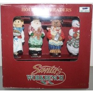 Vintage 1998 Santa's Workbench Holiday Spreaders New Old Stock Santa Pig Bear SM